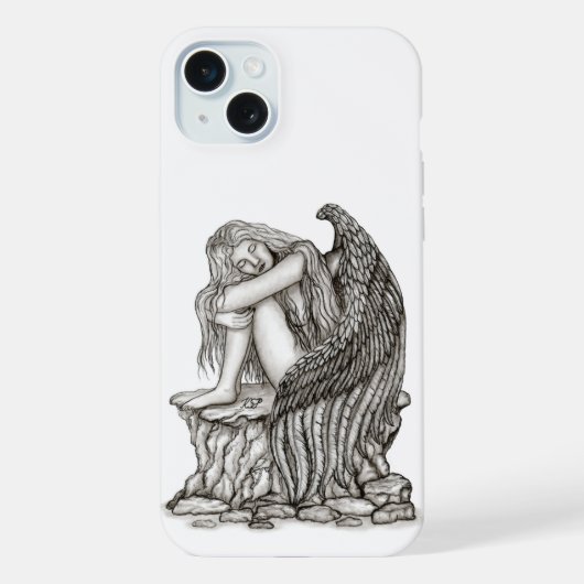 Ein schlafender Engel auf dem Stein iPhone Hülle (Rückseite)