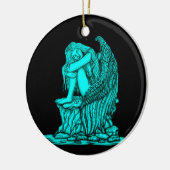 Ein schlafender Engel auf dem Stein Keramik Ornament (Links)