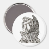 Ein schlafender Engel auf dem Stein Magnet (Vorderseite/Rückseite)
