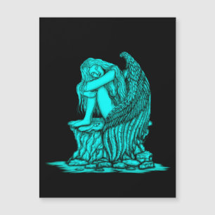 Ein schlafender Engel auf dem Stein Magnetkarte