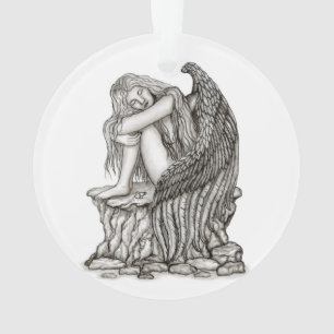 Ein schlafender Engel auf dem Stein Ornament