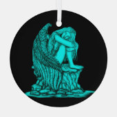 Ein schlafender Engel auf dem Stein Ornament Aus Glas (Rückseite)