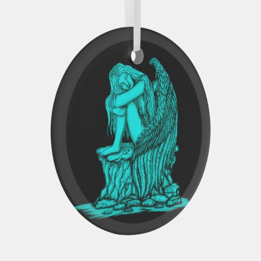 Ein schlafender Engel auf dem Stein Ornament Aus Glas (Vorderseite Rechts)