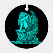 Ein schlafender Engel auf dem Stein Ornament Aus Metall (Vorderseite)