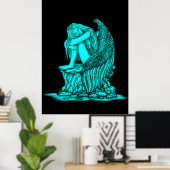 Ein schlafender Engel auf dem Stein Poster (Heimbüro)