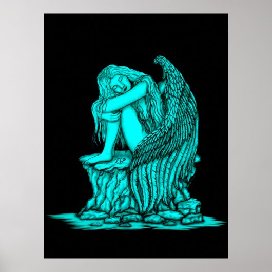 Ein schlafender Engel auf dem Stein Poster (Vorne)