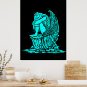 Ein schlafender Engel auf dem Stein Poster (Küche)