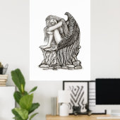 Ein schlafender Engel auf dem Stein Poster (Heimbüro)