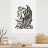 Ein schlafender Engel auf dem Stein Poster (Küche)