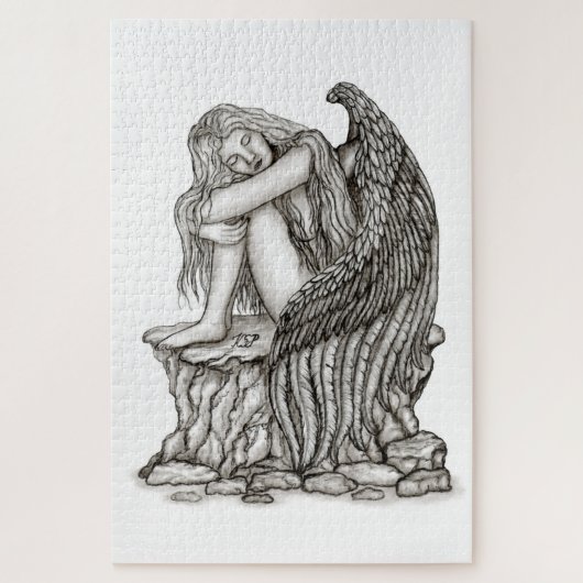 Ein schlafender Engel auf dem Stein Puzzle (Vertikal)