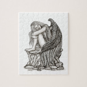 Ein schlafender Engel auf dem Stein Puzzle