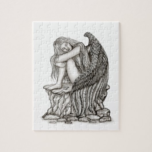 Ein schlafender Engel auf dem Stein Puzzle (Vertikal)