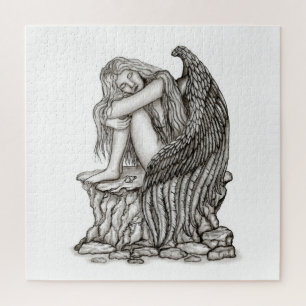 Ein schlafender Engel auf dem Stein Puzzle