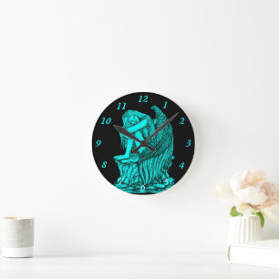 Ein schlafender Engel auf dem Stein Runde Wanduhr