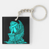 Ein schlafender Engel auf dem Stein Schlüsselanhänger (Rückseite)