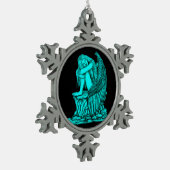 Ein schlafender Engel auf dem Stein Schneeflocken Zinn-Ornament (Links)
