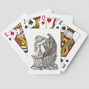 Ein schlafender Engel auf dem Stein Spielkarten
