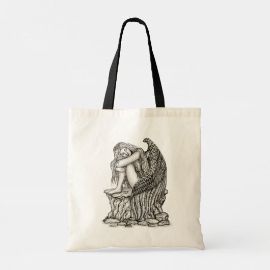 Ein schlafender Engel auf dem Stein Tragetasche (Rückseite)