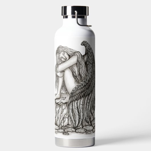 Ein schlafender Engel auf dem Stein Trinkflasche (links)