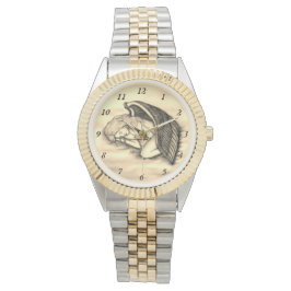 Ein schlafender Engel auf den Himmeln Wolken Gold Armbanduhr