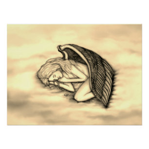 Ein schlafender Engel auf den Himmeln Wolken Gold Poster