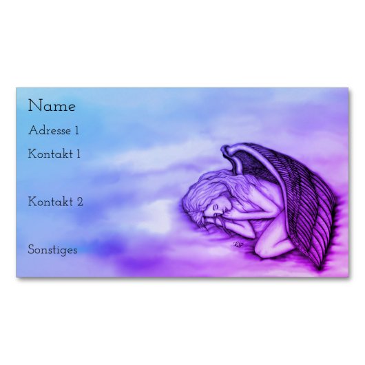 Ein schlafender Engel auf den Himmelswolken blau p Magnetische Visitenkarte (Vorderseite)