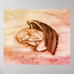 Ein schlafender Engel auf den Himmelswolken im Sum Poster