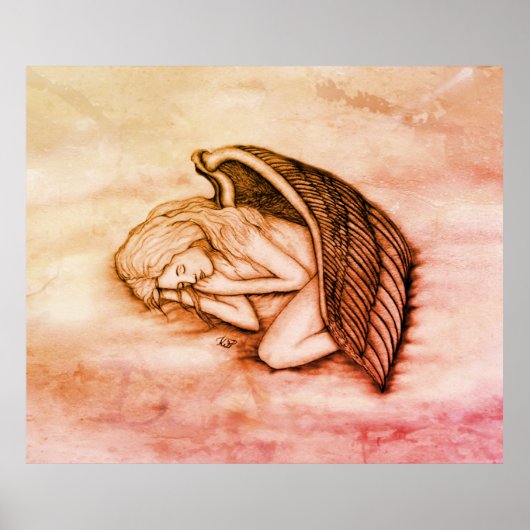 Ein schlafender Engel auf den Himmelswolken im Sum Poster (Vorne)