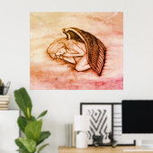 Ein schlafender Engel auf den Himmelswolken im Sum Poster (Heimbüro)