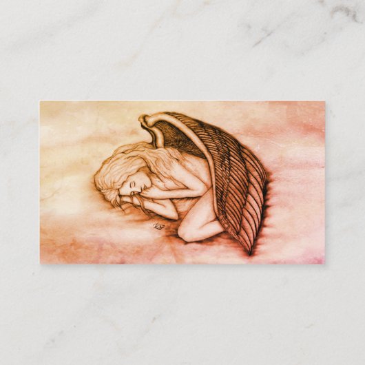 Ein schlafender Engel auf den Himmelswolken im Sum Visitenkarte (Rückseite)