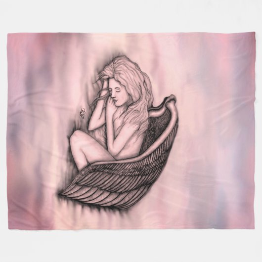 Ein schlafender Engel auf den Himmelswolken in der Fleecedecke (Vorderseite (Horizontal))