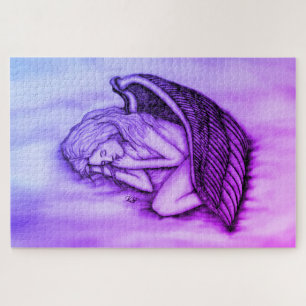 Ein schlafender Engel auf den Himmelswolken in Ros Puzzle