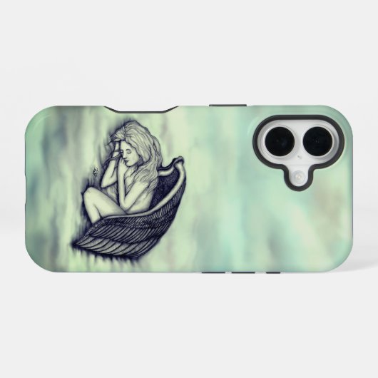 Ein schlafender Engel auf den Himmelswolken iPhone 16 Hülle (Rückseite (Horizontal))