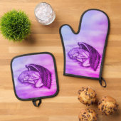 Ein schlafender Engel auf den Himmelswolken Ofenhandschuh & Topflappen-Set (Oben Unten)