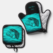 Ein schlafender Engel auf den Himmelswolken Ofenhandschuh & Topflappen-Set (Vorderseite/Rückseite)