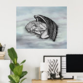 Ein schlafender Engel auf den Himmelswolken Poster (Heimbüro)