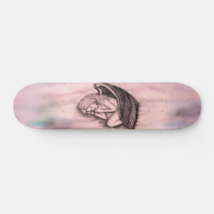 Ein schlafender Engel auf den Himmelswolken Skateboard