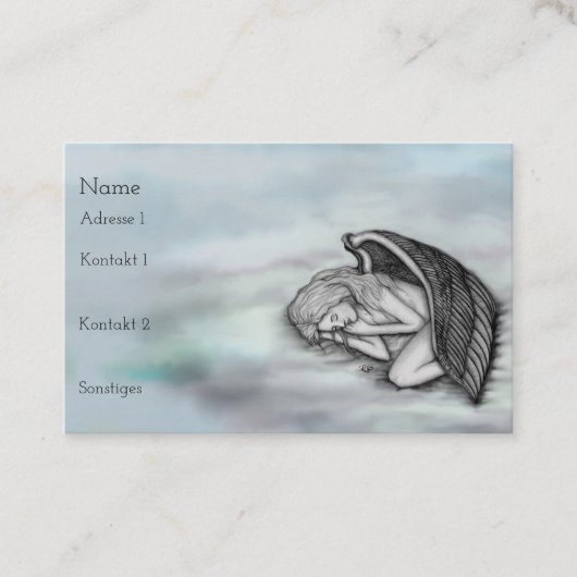 Ein schlafender Engel auf den Himmelswolken Visitenkarte (Vorderseite)