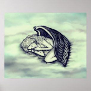 Ein schlafender Engel auf den Wolken des Himmels i Poster