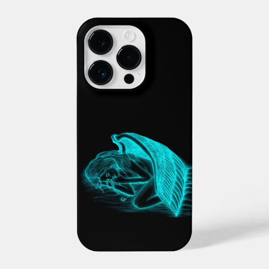 Ein schlafender Engel in schwarz-grün Design iPhone Hülle (Rückseite)