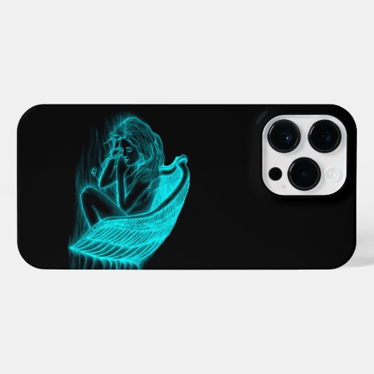 Ein schlafender Engel in schwarz-grün Design iPhone Hülle (Rückseite (Horizontal))