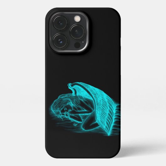 Ein schlafender Engel in schwarz-grün Design iPhone Hülle (Rückseite)