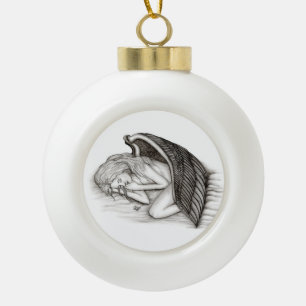 Ein schlafender Engel Keramik Kugel-Ornament