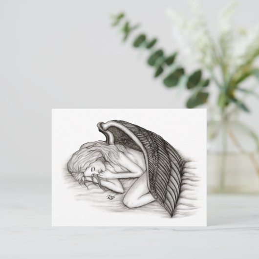 Ein schlafender Engel , schwarz und weiß Postkarte (Stehend Vorderseite)