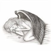 Ein schlafender Engel - Schwarz-Weiß-Design Aufkleber (Vorderseite)