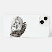 Ein schlafender Engel , schwarz-weiß Design iPhone Hülle (Rückseite (Horizontal))