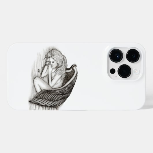 Ein schlafender Engel , schwarz-weiß Design iPhone Hülle (Rückseite (Horizontal))