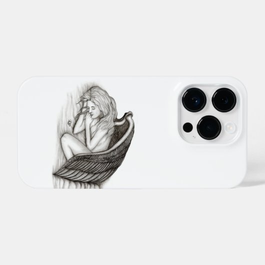 Ein schlafender Engel , schwarz-weiß Design iPhone Hülle (Rückseite (Horizontal))