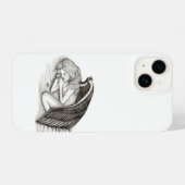 Ein schlafender Engel , schwarz-weiß Design iPhone Hülle (Rückseite (Horizontal))