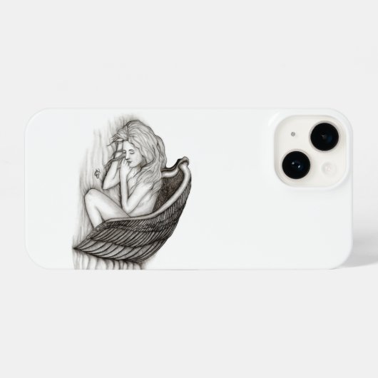 Ein schlafender Engel , schwarz-weiß Design iPhone Hülle (Rückseite (Horizontal))